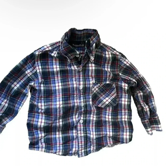 Boys Rugged Bear Plaid Button Down Shirt Size 3T - Picture 1 of 3
